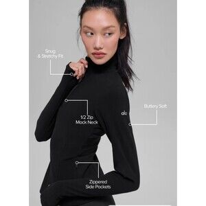 Alosoft 1/2 Zip Rapid Pullover Black Size Large NWOT